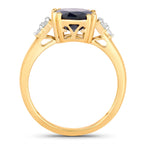 Blue Sapphire Ring With Diamonds 4.46 Carats 14K Yellow Gold