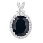 Blue Sapphire Pendant With Diamonds 6.56 Carats 14K White Gold