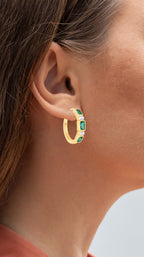 Natural Emerald Earrings With White Topaz 2.34 Carats Gold Plated Silver