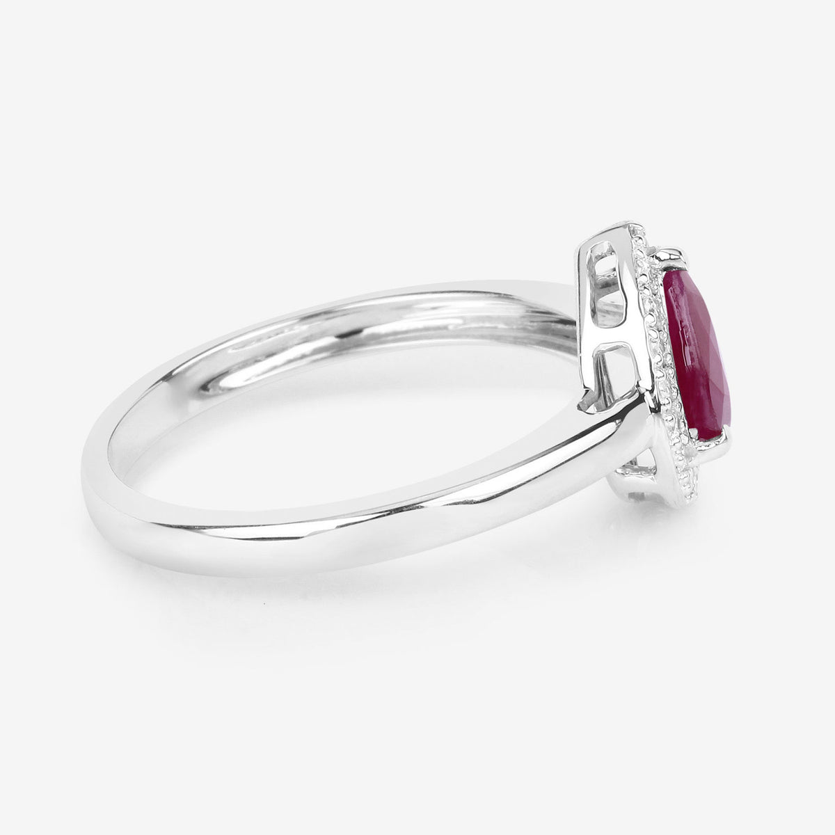Ruby Ring With Diamonds 0.98 Carats 14K White Gold