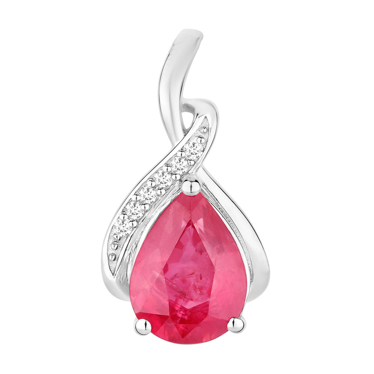 Ruby Pendant With Diamonds 1.94 Carats 14K White Gold