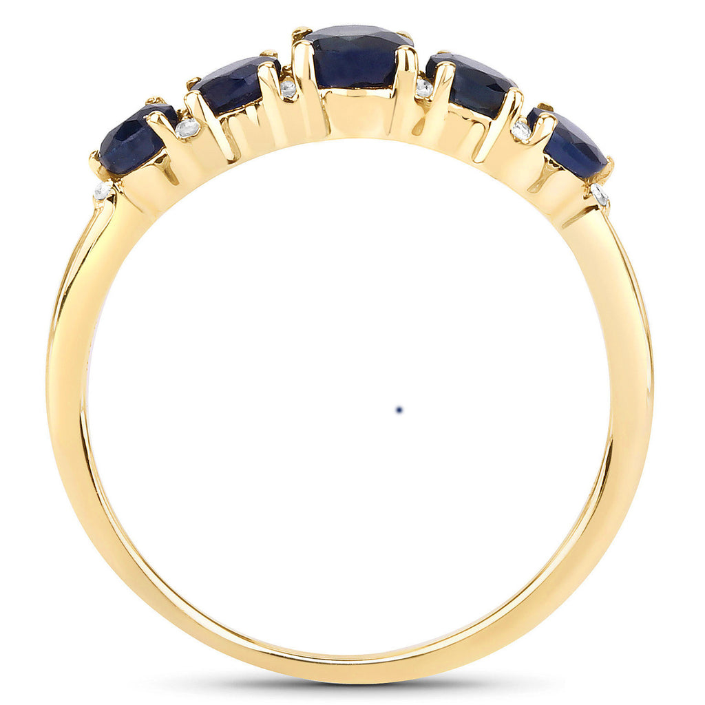 Blue Sapphire Ring With Diamonds 0.98 Carats 14K Yellow Gold