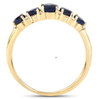 Blue Sapphire Ring With Diamonds 0.98 Carats 14K Yellow Gold