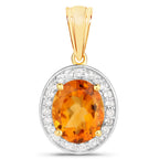 Citrine Pendant With White Topaz 3.58 Carats Gold Plated Silver