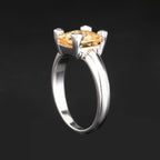Citrine Ring With Diamonds 3.12 Carats Sterling Silver