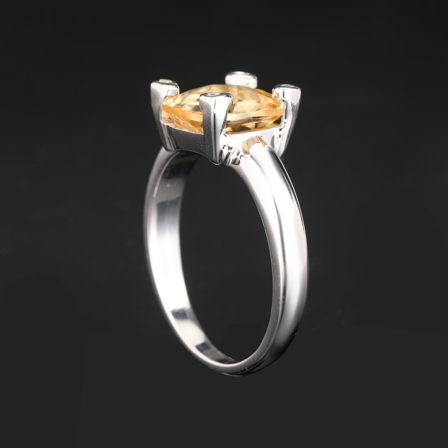 Citrine Ring With Diamonds 3.12 Carats Sterling Silver