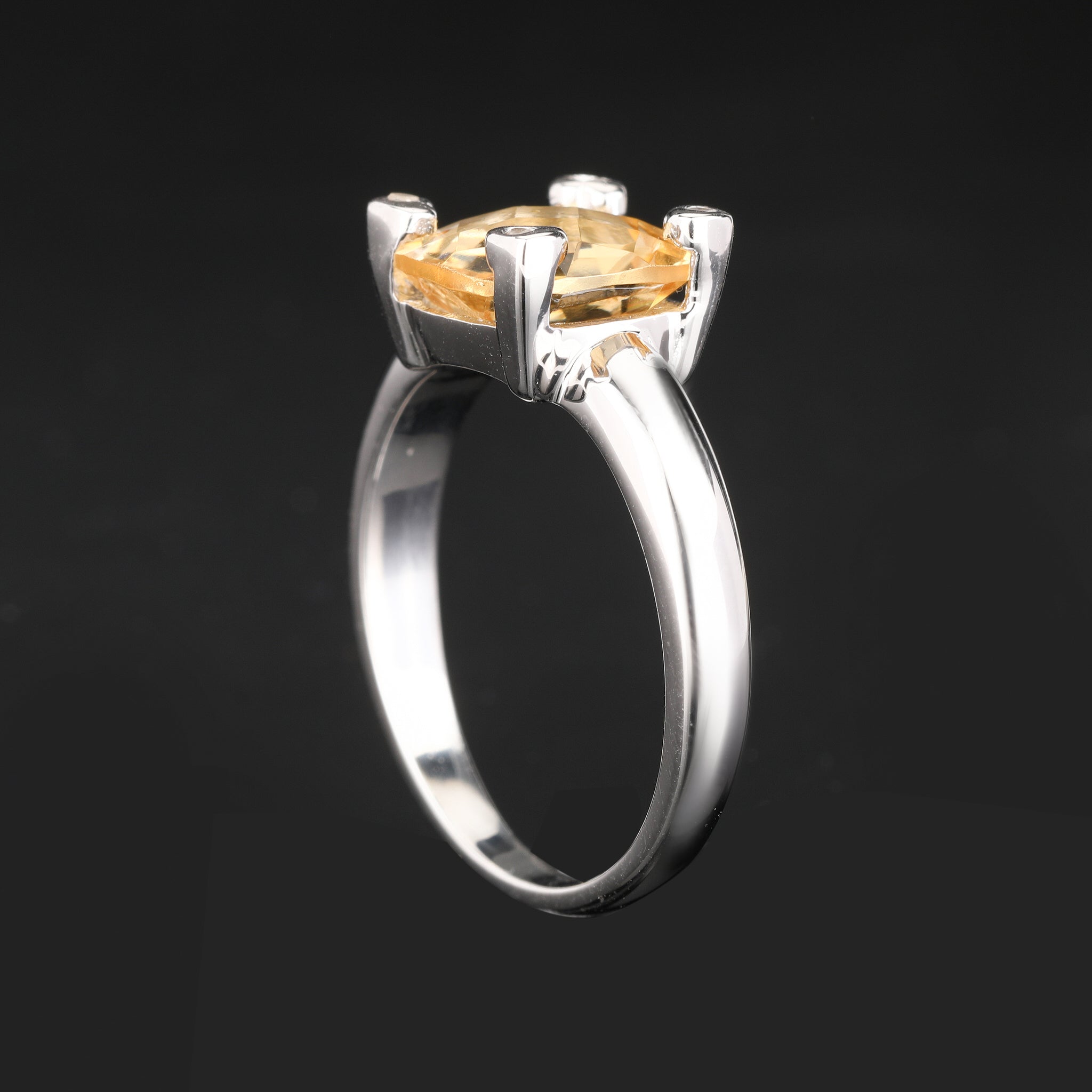 Citrine Ring With Diamonds 3.12 Carats Sterling Silver