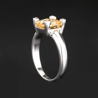 Citrine Ring With Diamonds 3.12 Carats Sterling Silver