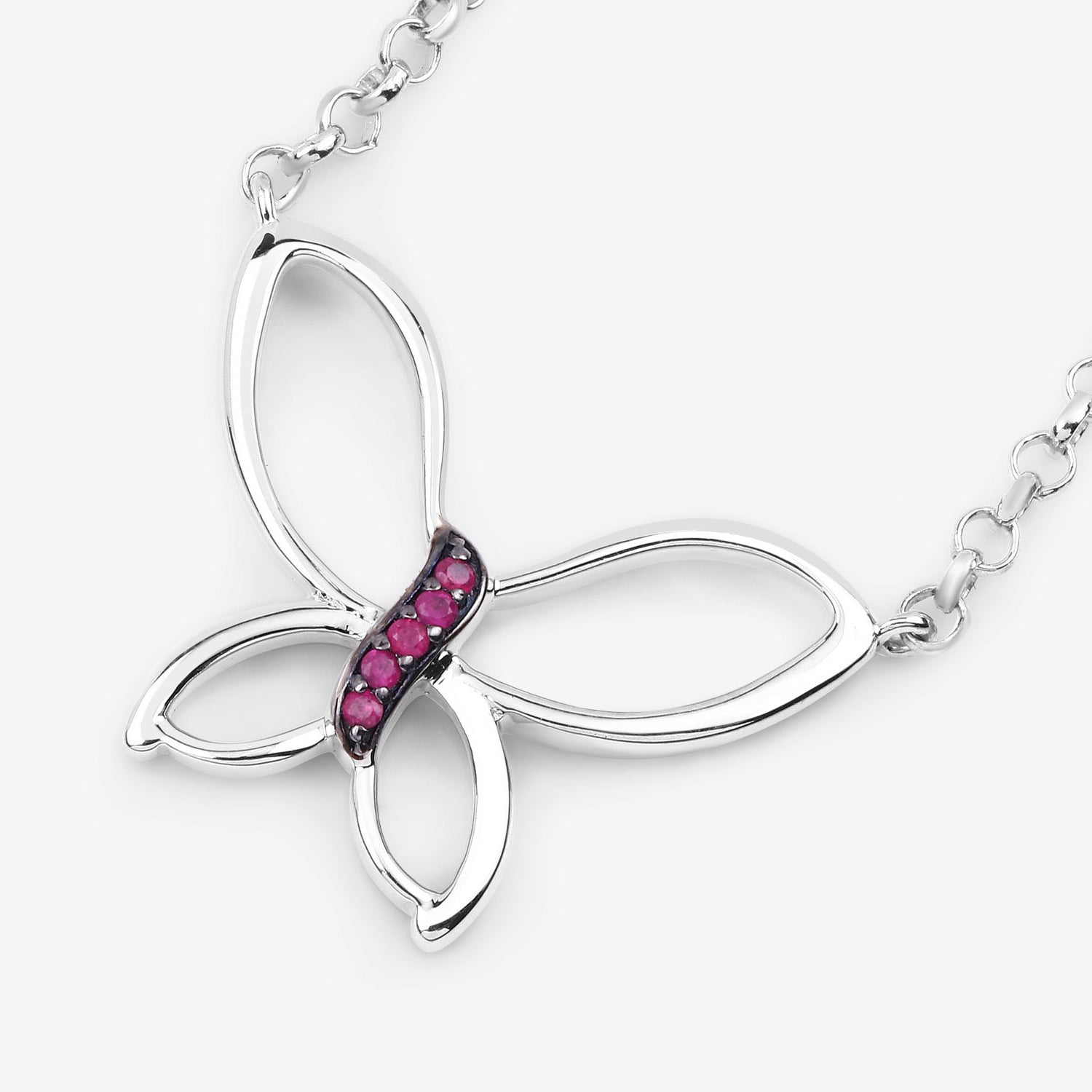 Ruby Butterfly Pendant 0.08 Carats Sterling Silver