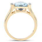 Blue Topaz Ring With White Topaz 3.6 Carats Gold Plated Silver