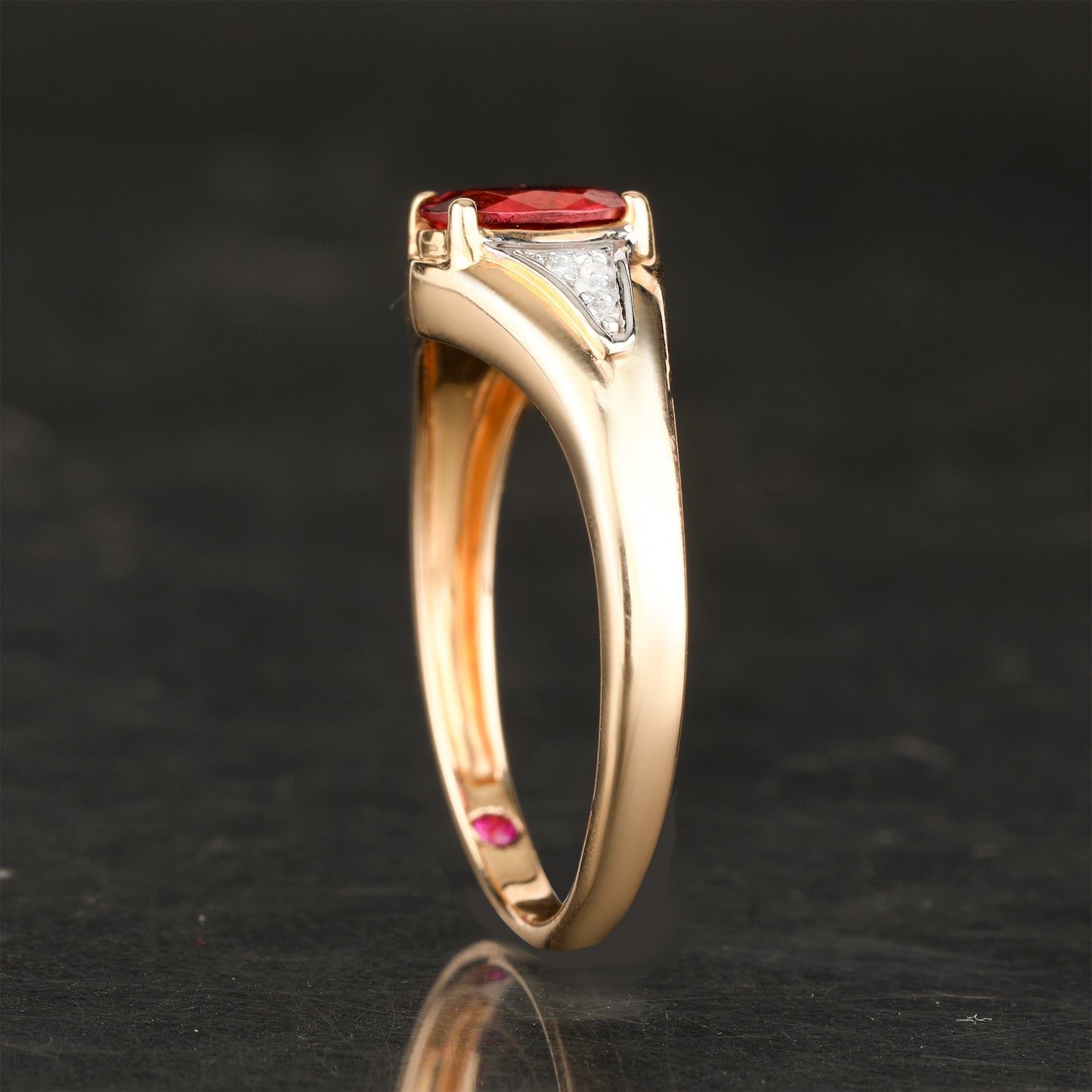 Natural Pink Tourmaline Ring With Diamonds 0.82 Carats 9K Yellow Gold