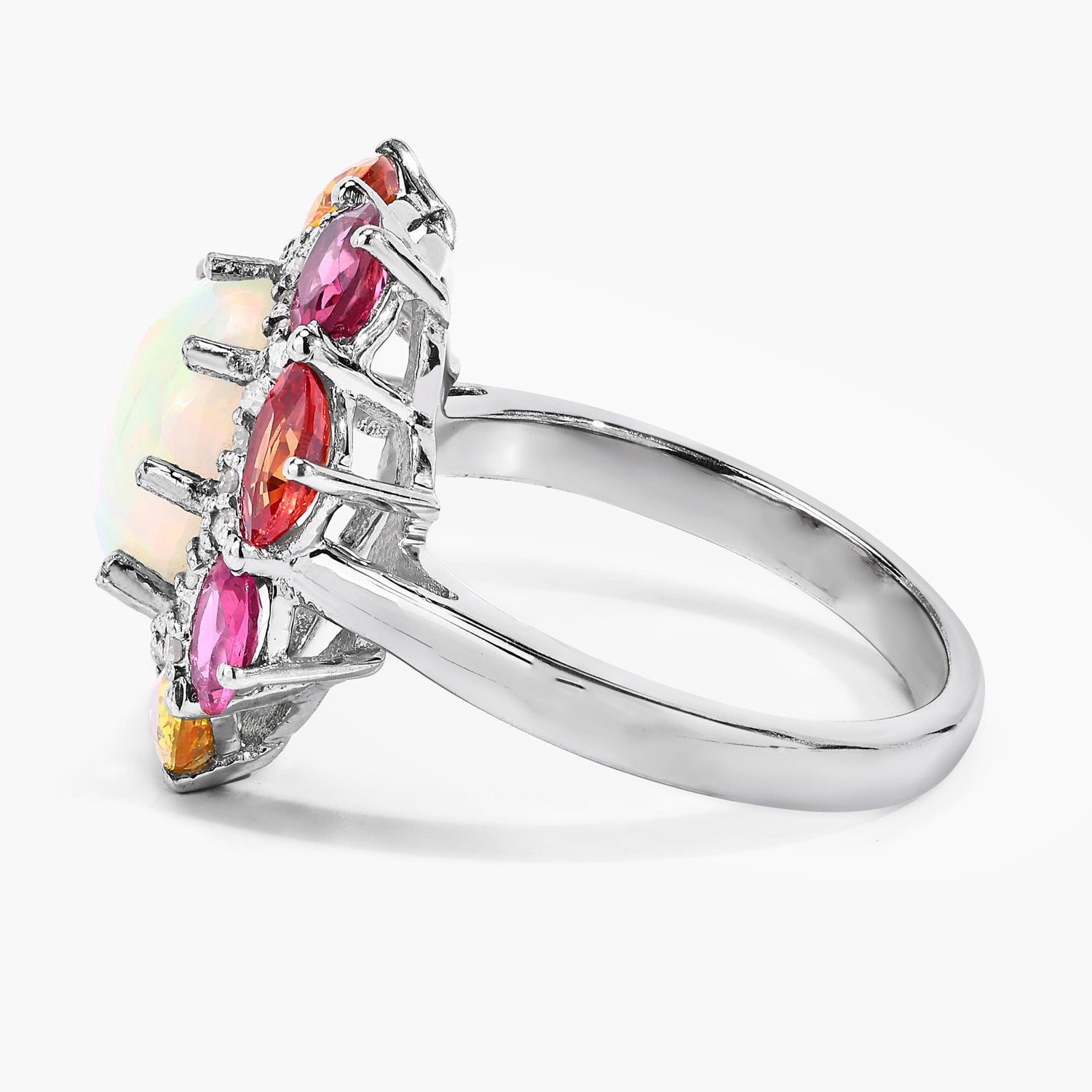Opal Ring With Multicolor Sapphire 4.18 Carats Sterling Silver