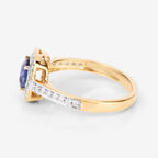 Blue Sapphire Ring With Diamonds 1.28 Carats 18K Yellow Gold