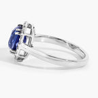 Blue Sapphire Ring With Diamonds 2.92 Carats 18K White Gold