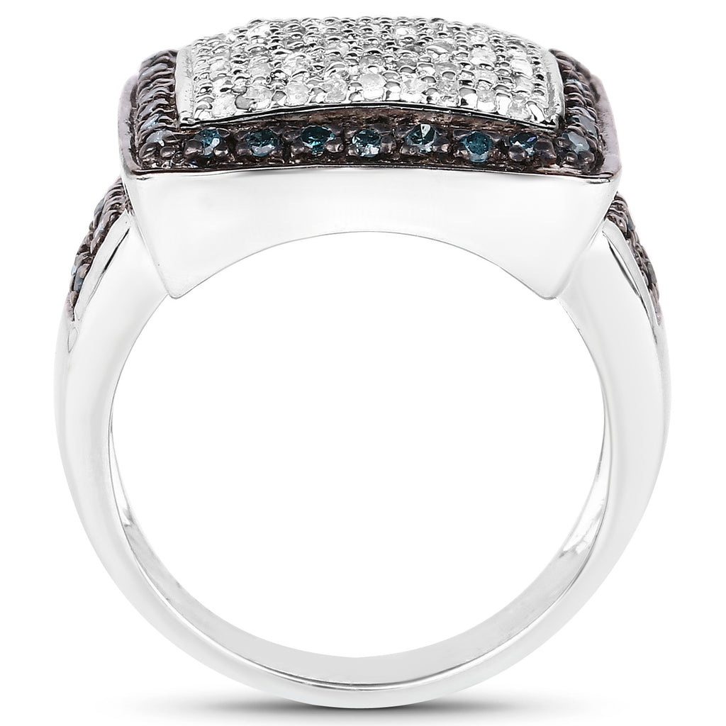 Multicolor Diamond Ring 0.6 Carats Sterling Silver