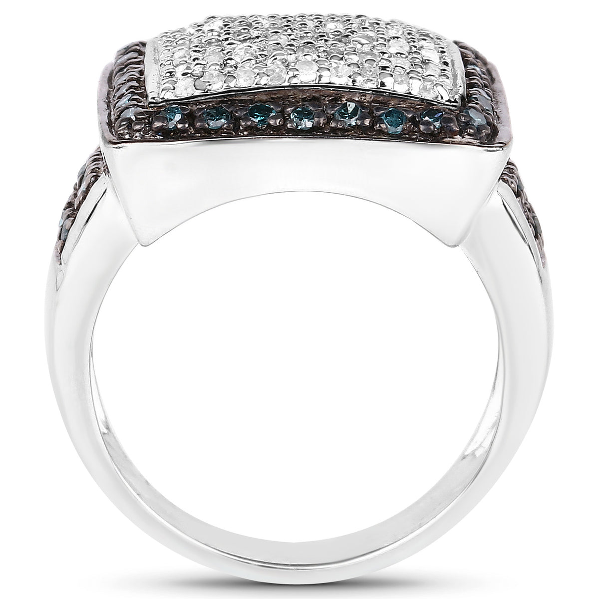 Multicolor Diamond Ring 0.6 Carats Sterling Silver