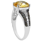 Citrine Ring With Multicolor Diamonds 2.8 Carats Sterling Silver