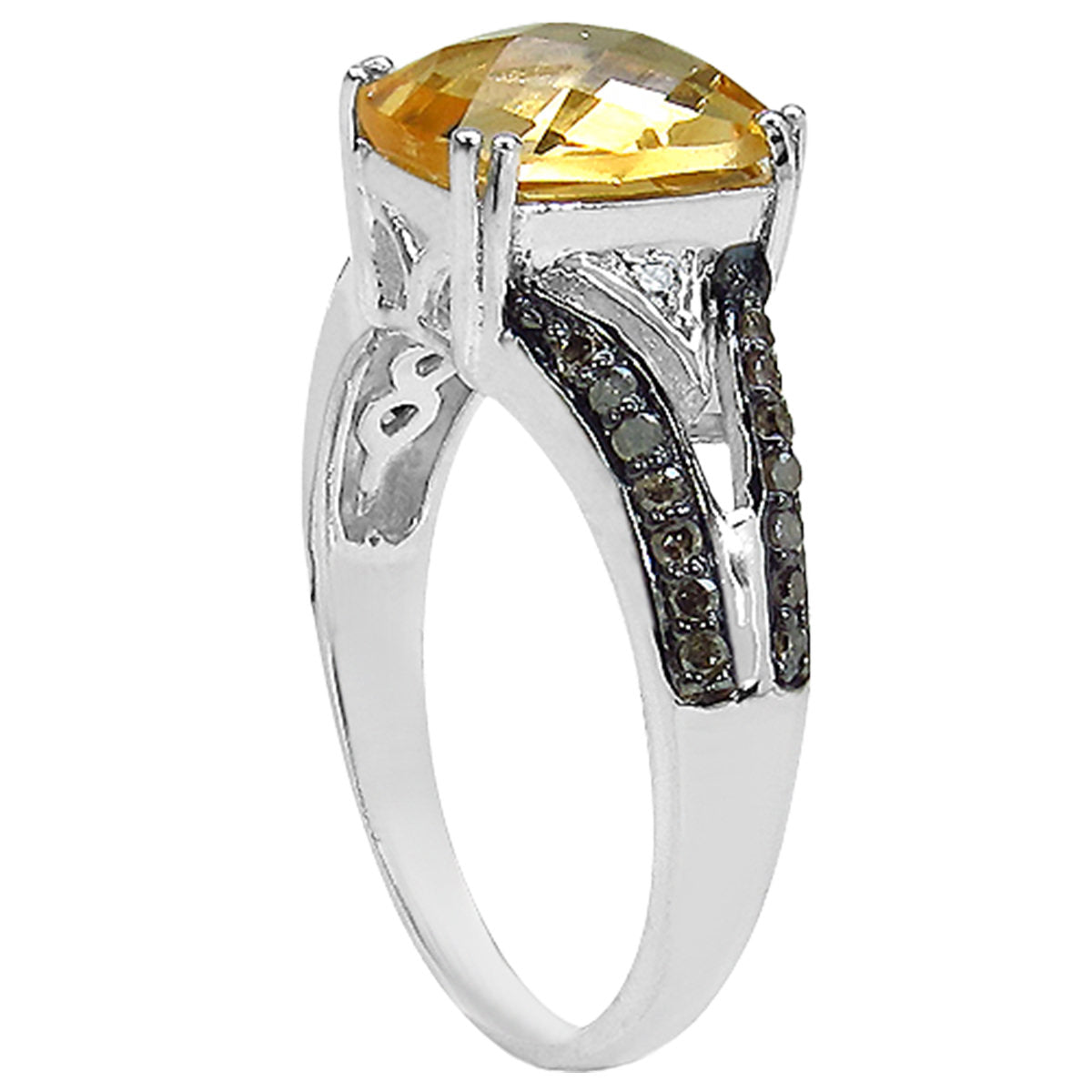 Citrine Ring With Multicolor Diamonds 2.8 Carats Sterling Silver