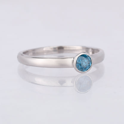 Blue Diamond Ring 0.25 Carats 9K White Gold