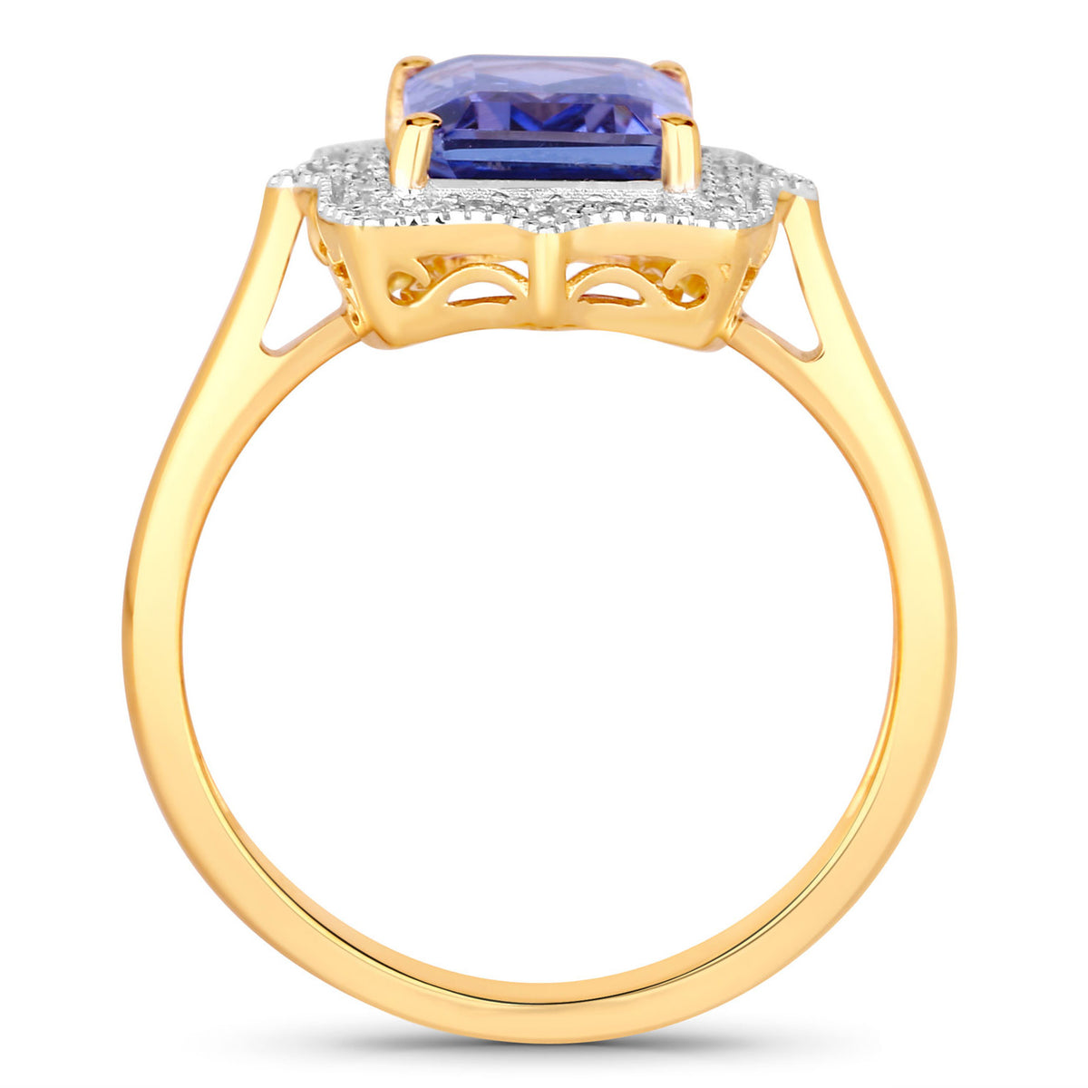 Tanzanite Ring With Diamonds 2.78 Carats 14K Yellow Gold