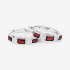 Garnet Hoop Earrings With White Topaz 2.74 Carats Sterling Silver