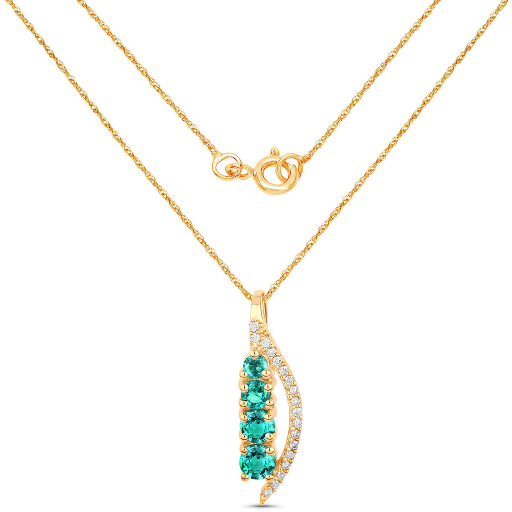 Zambian Emerald Pendant With Diamonds 0.26 Carats 14K Yellow Gold