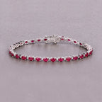 Ruby Bracelet With Diamonds 6.58 Carats 14K White Gold