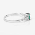 Zambian Emerald Ring With Diamonds 0.64 Carats 14K White Gold