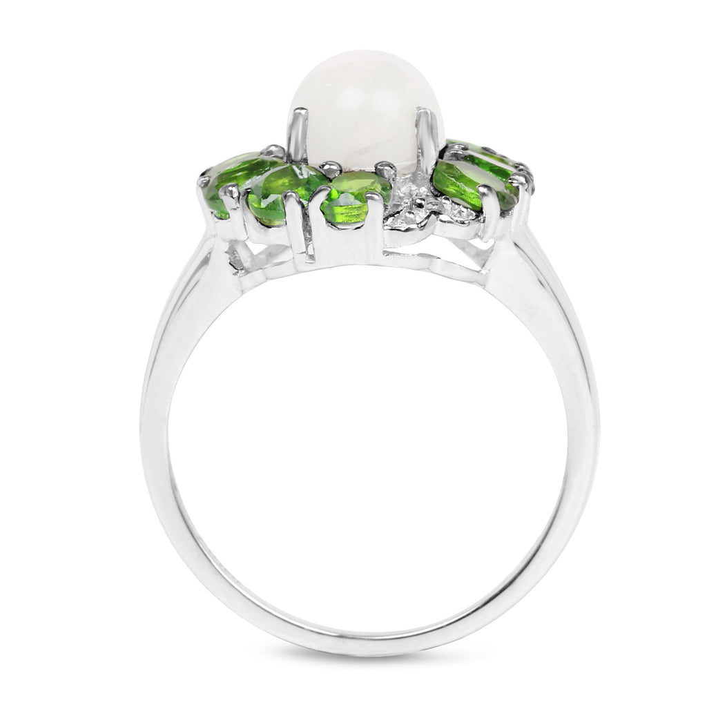 Ethiopian Opal Ring With Chrome Diopside 2.88 Carats Sterling Silver