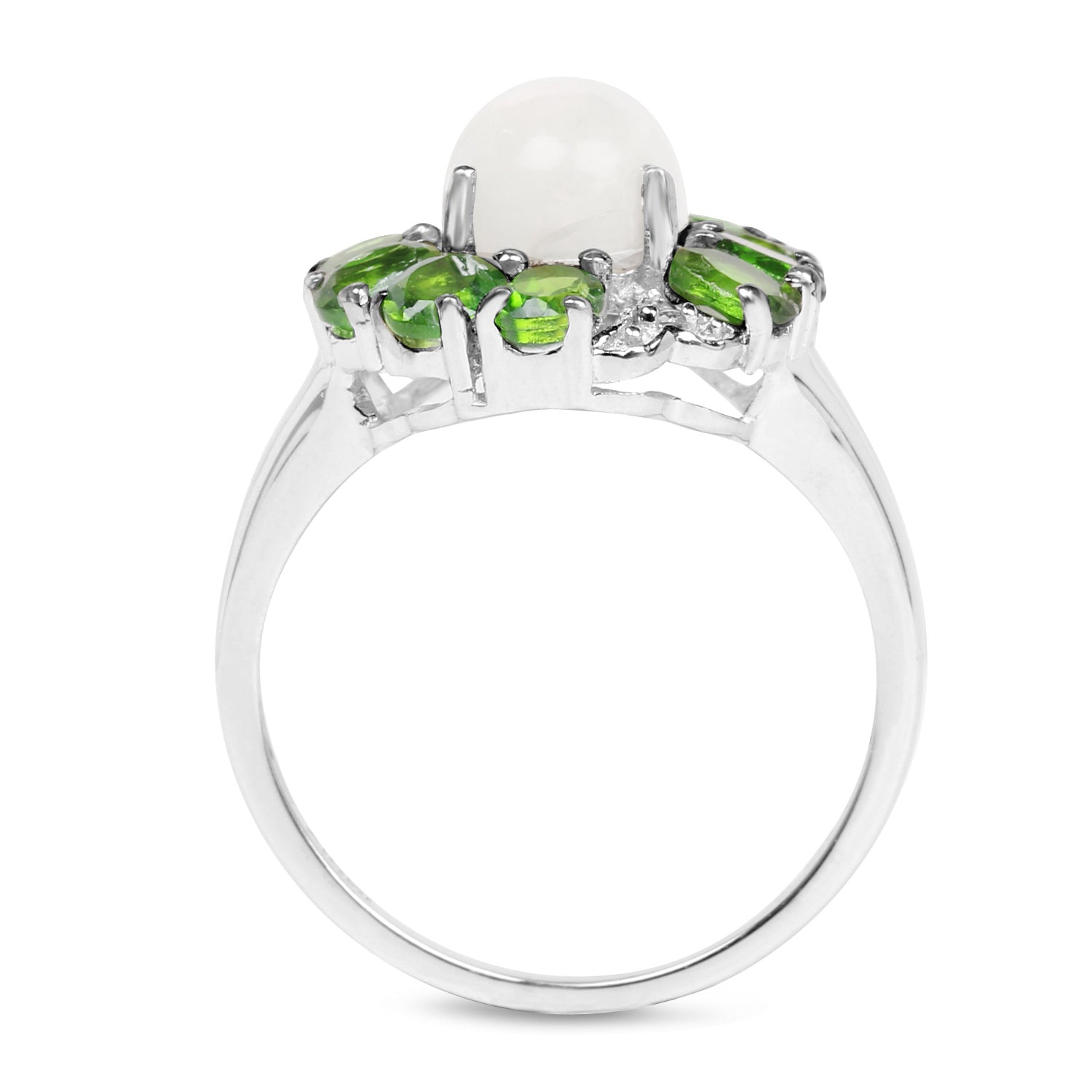 Ethiopian Opal Ring With Chrome Diopside 2.88 Carats Sterling Silver