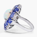 Opal Ring With Kyanite 10.4 Carats Sterling Silver