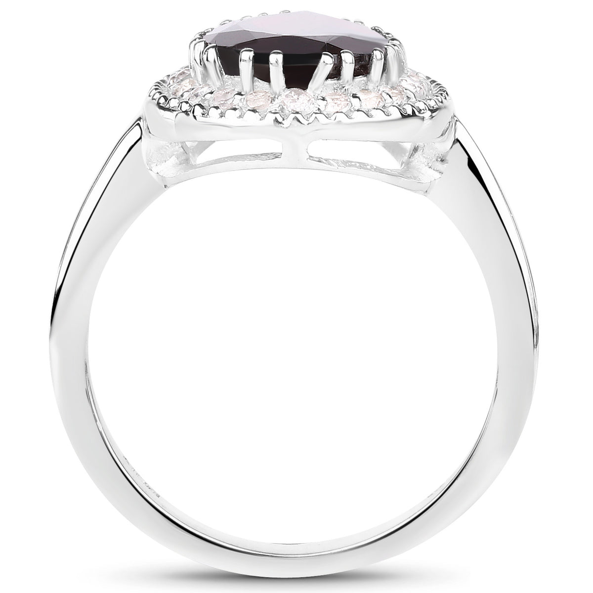 Garnet Ring With White Topaz 3.9 Carats Sterling Silver