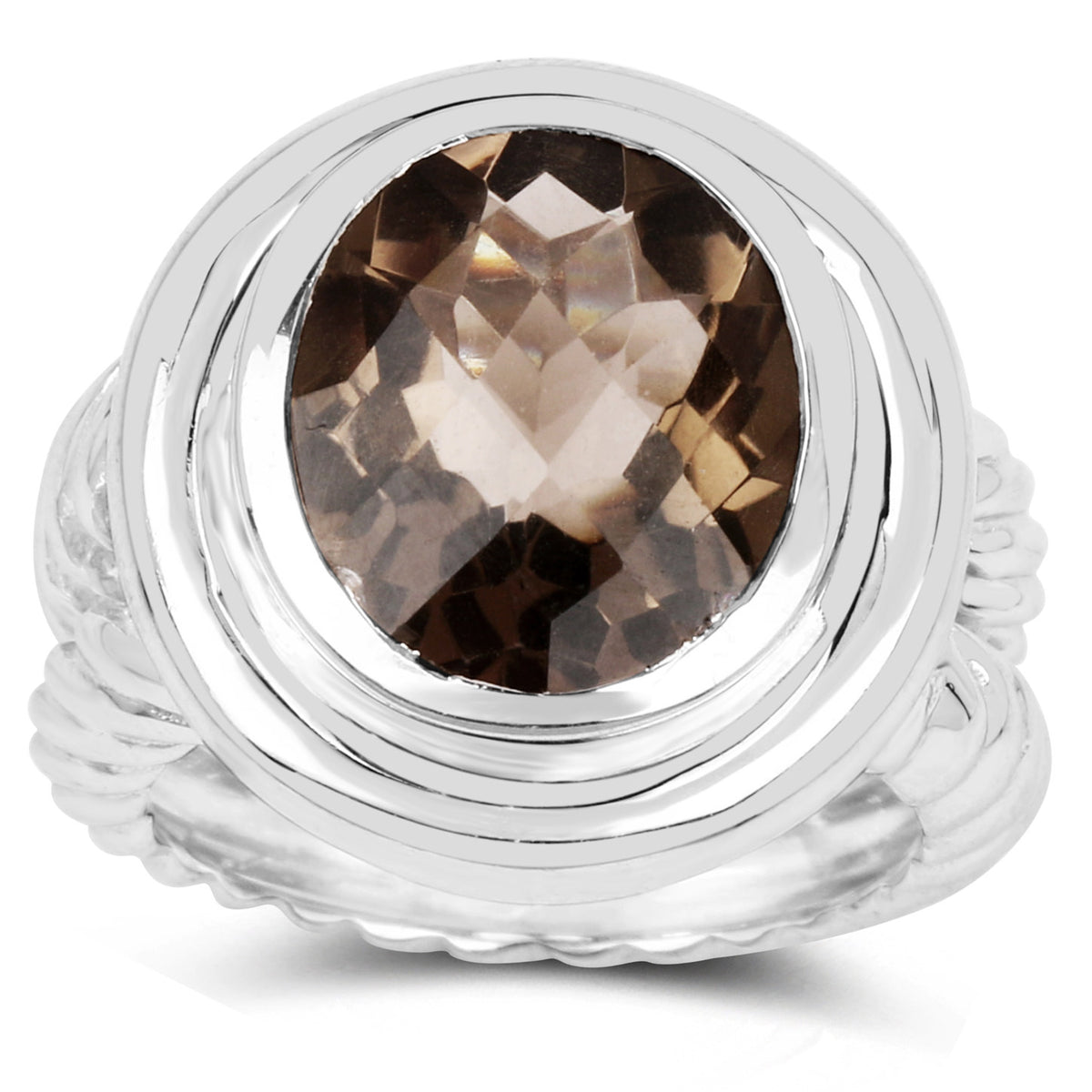 Smoky Quartz Ring 6.58 Carats Sterling Silver