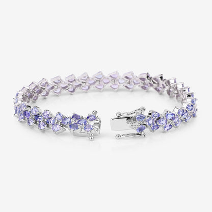 Tanzanite Bracelet 12 Carats Rhodium Plated Silver