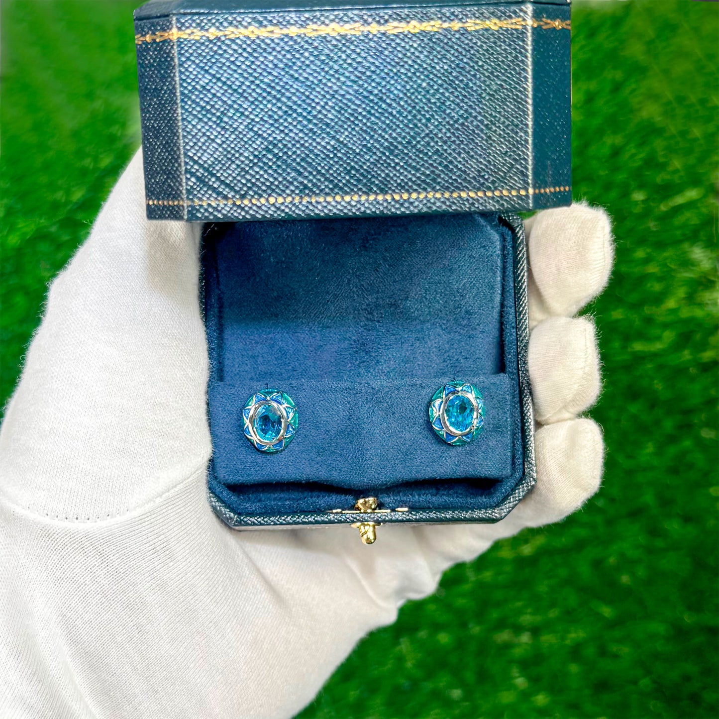 Swiss Blue Topaz Earrings 2.88 Carats Sterling Silver