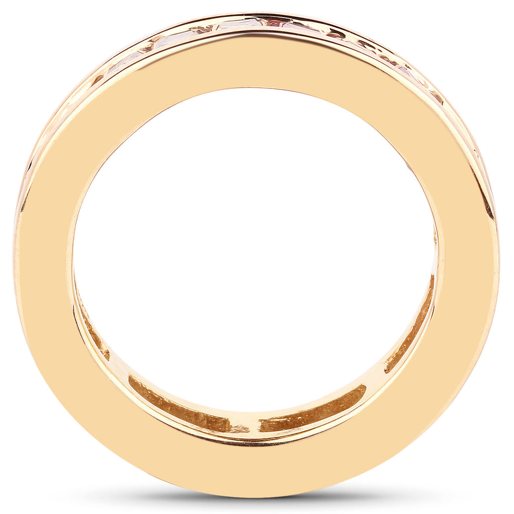Multicolor Sapphire Eternity Band Ring 4.26 Carats Gold Plated Silver
