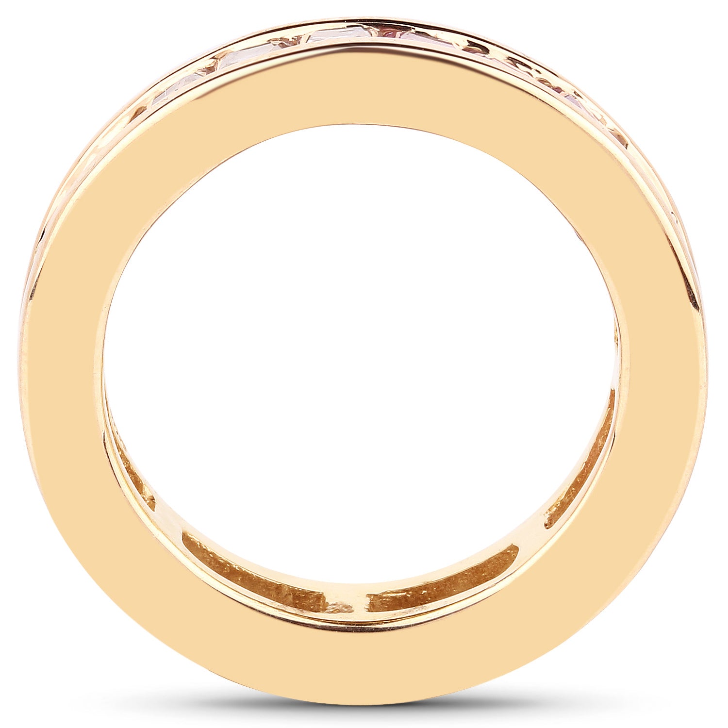 Multicolor Sapphire Eternity Band Ring 4.26 Carats Gold Plated Silver