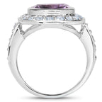 Amethyst Ring With Blue Topaz 4.74 Carats Sterling Silver