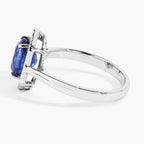 Blue Sapphire Ring With Diamonds 2.2 Carats 18K White Gold