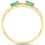 Zambian Emerald Infinity Ring With Diamonds 0.32 Carats 14K Yellow Gold