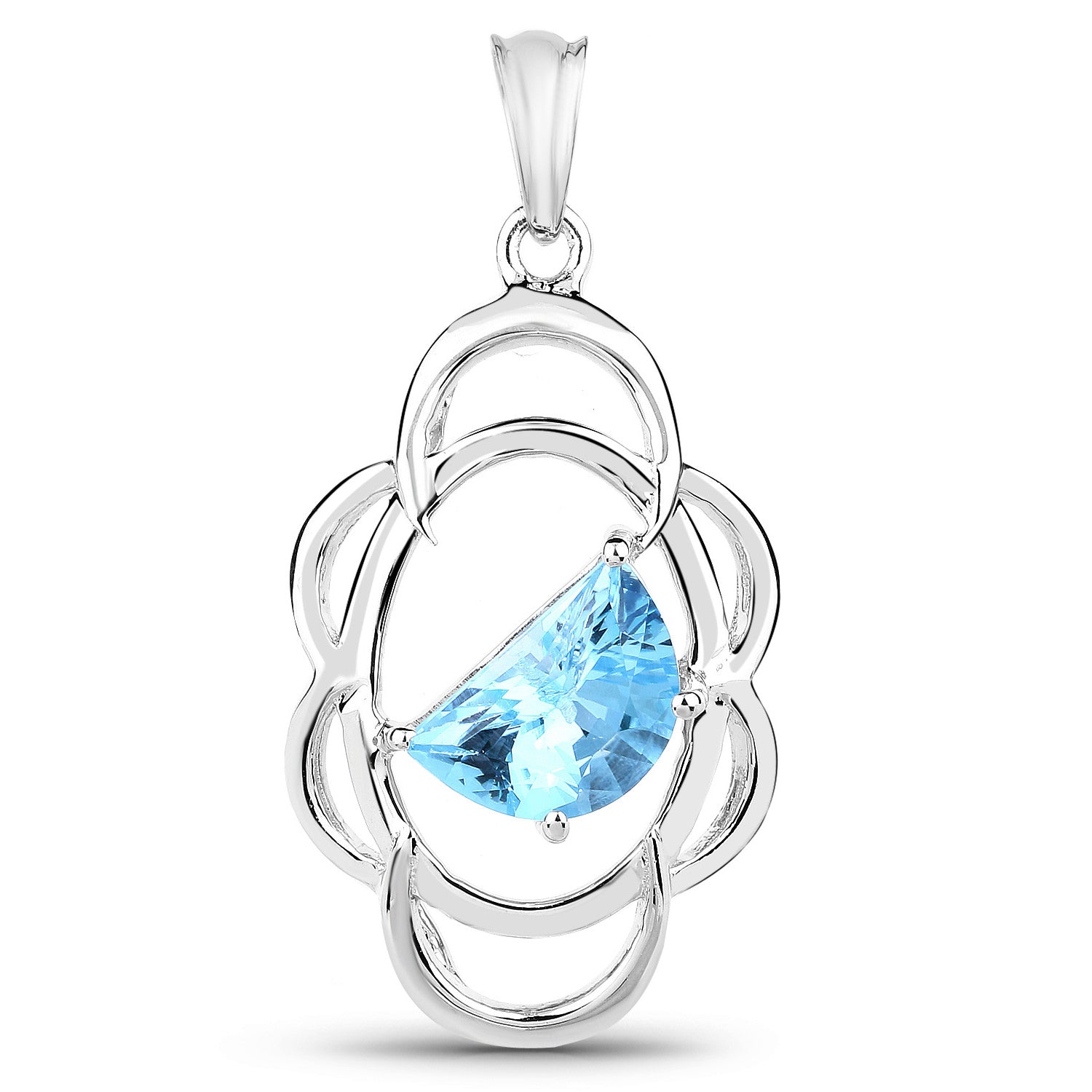 Swiss Blue Topaz Pendant 4.58 Carats Sterling Silver