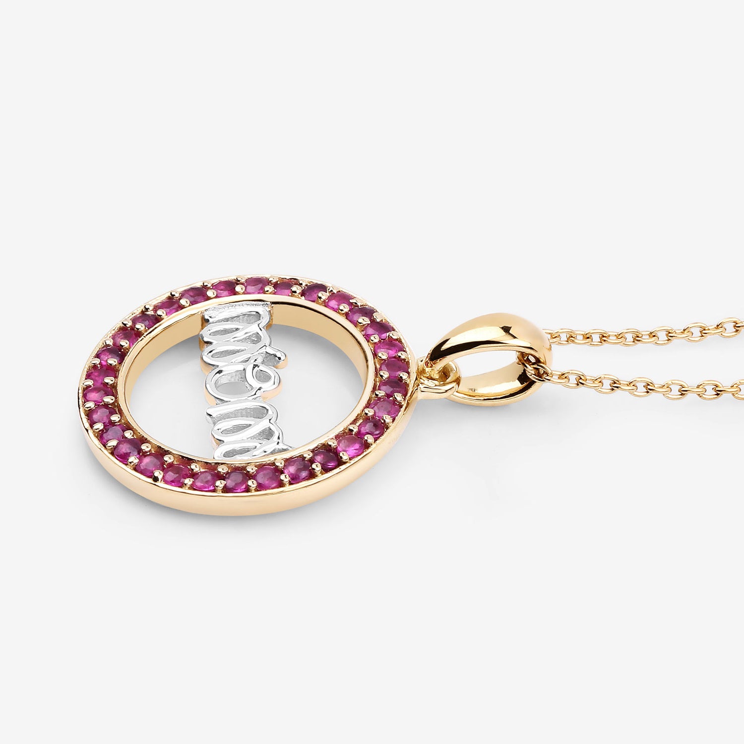 Ruby Mom Pendant 0.62 Carats Gold Plated Silver