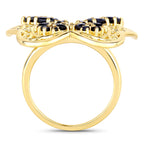 Blue Sapphire Ring 2.78 Carats Gold Plated Silver