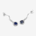 Natural Sapphire Earrings With Diamonds 0.82 Carats 14K White Gold