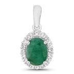 Emerald Pendant With White Topaz 1.52 Carats Sterling Silver