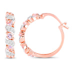 Morganite Hoop Earrings White Topaz 1.02 Carats 18K Rose Gold Plated Silver