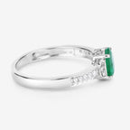Zambian Emerald Ring With Diamonds 0.79 Carats 10K White Gold