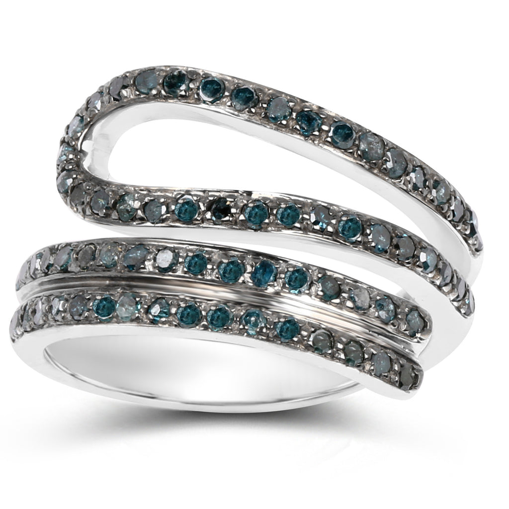 Blue Diamond Ring 0.82 Carats Sterling Silver