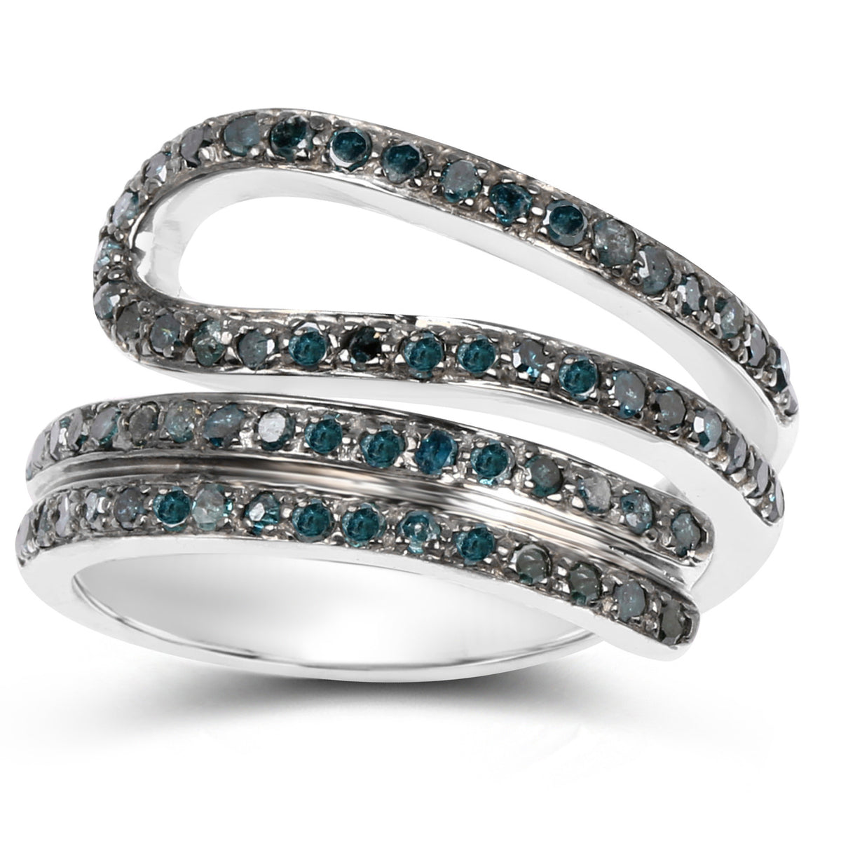 Blue Diamond Ring 0.82 Carats Sterling Silver