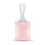Rose Quartz Pendant With White Topaz 5.6 Carats Sterling Silver